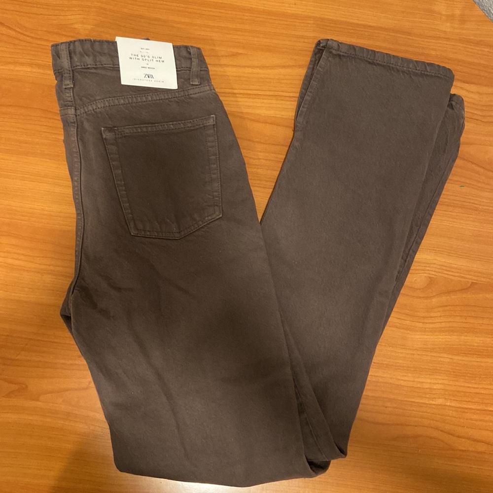 90’S SPLIT HEM BROWN ZARA JEANS FLARE PERFECT CONDITION WITH ALL TAGS